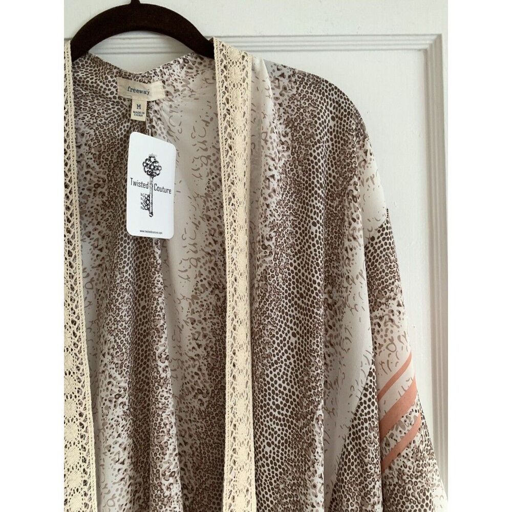 Womens Kimono Wrap Swim Coverup Animal Leopard Print Open Front Bohemian New - Picture 7 of 12